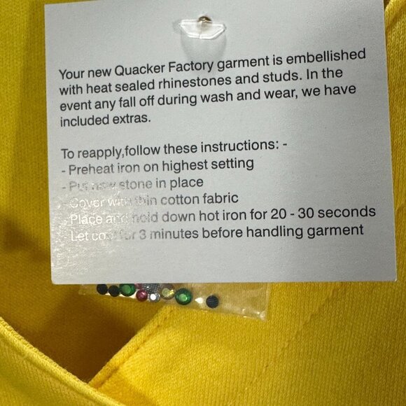 Quacker Factory Sweater Womens Large Yellow Cotton Cardigan Jeweled Snaps NEW - Picture 4 of 8